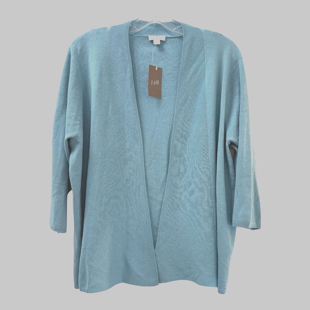 J Jill Open Front Cardigan Sweater Womens Size 2X Enamelblue Cotton Blnd NWT $79